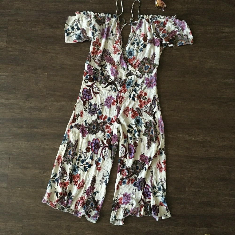 Patrons of Peace Champagne Floral Jumpsuit